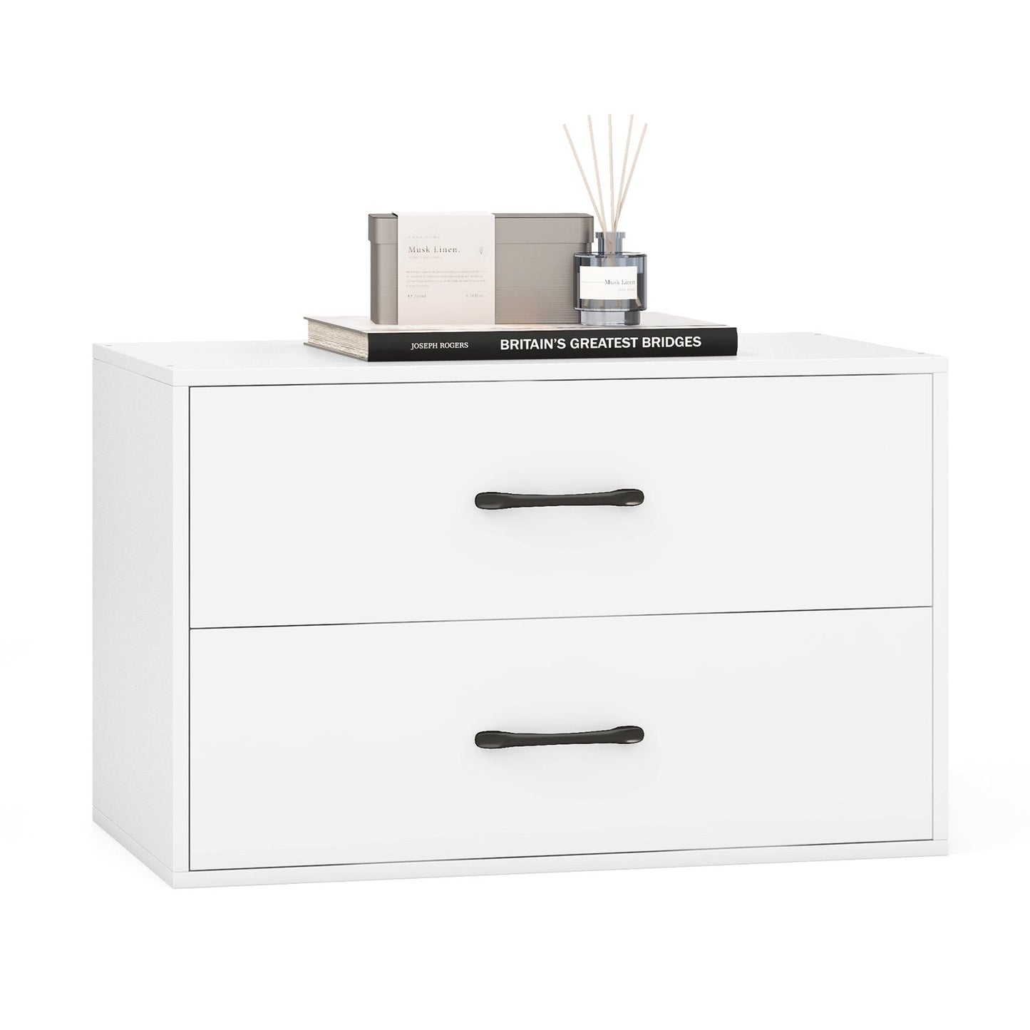 2-Drawer Stackable Horizontal Storage Cabinet Dresser Chest with Handles, White Cabinets & Chests   at Gallery Canada