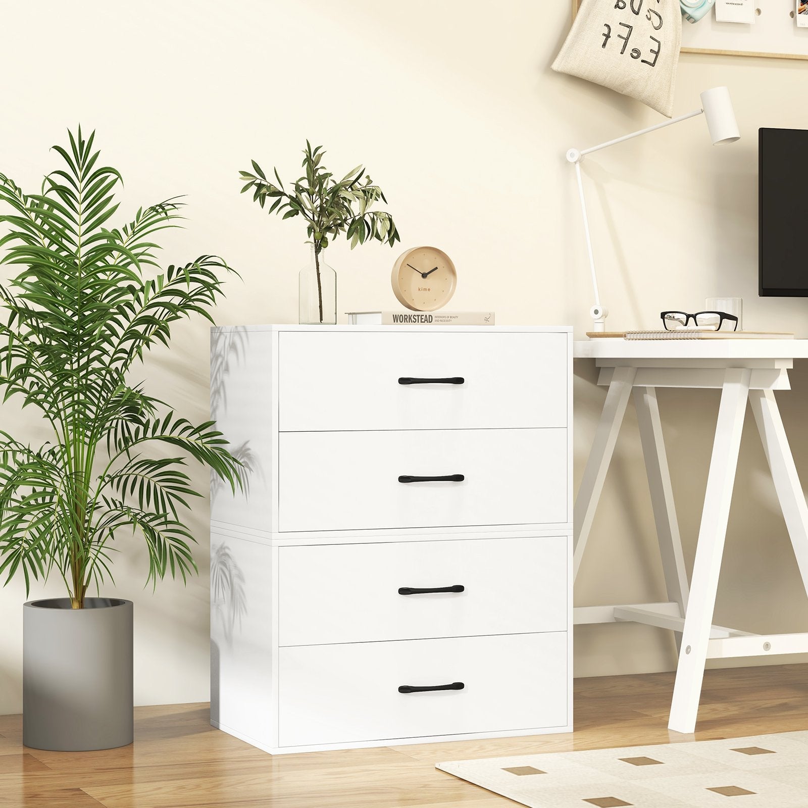 2-Drawer Stackable Horizontal Storage Cabinet Dresser Chest with Handles, White Cabinets & Chests   at Gallery Canada