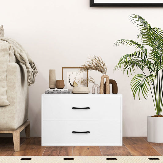 2-Drawer Stackable Horizontal Storage Cabinet Dresser Chest with Handles, White Cabinets & Chests   at Gallery Canada