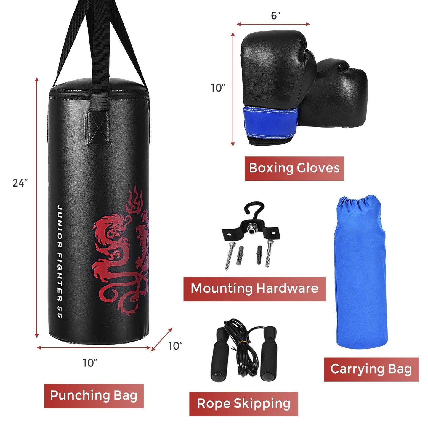 2 Feet Kids Gloves Skipping Rope Boxing Set, Black Boxing & Martial Arts   at Gallery Canada