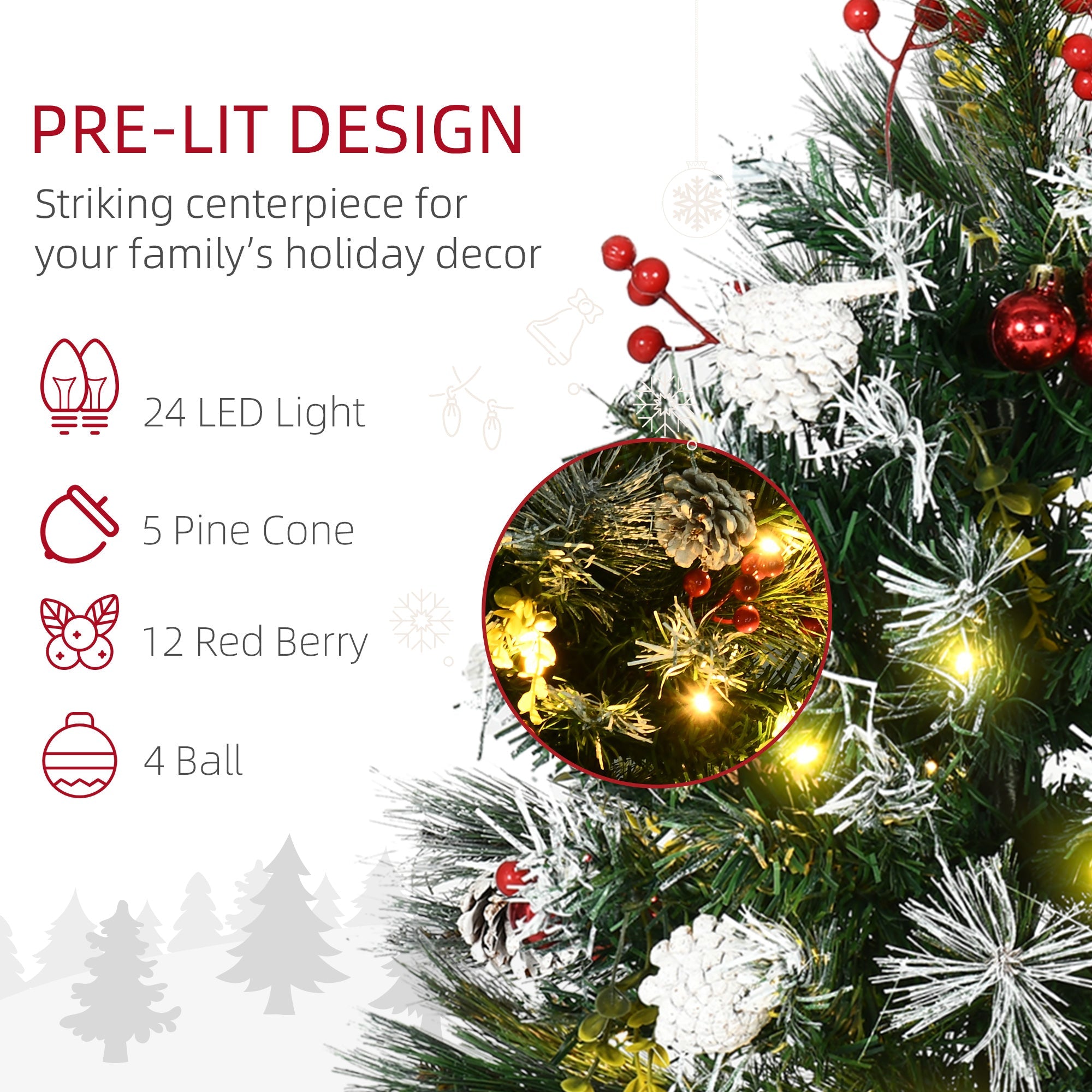 Prelit 2ft Artificial Christmas Trees, Cordless, LED, Berries, Pine Cones, Green Pre Lit Christmas Trees   at Gallery Canada