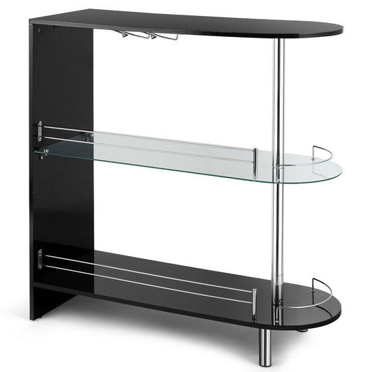 2-holder Bar Table with Tempered Glass Shelf, Black Bar Tables   at Gallery Canada