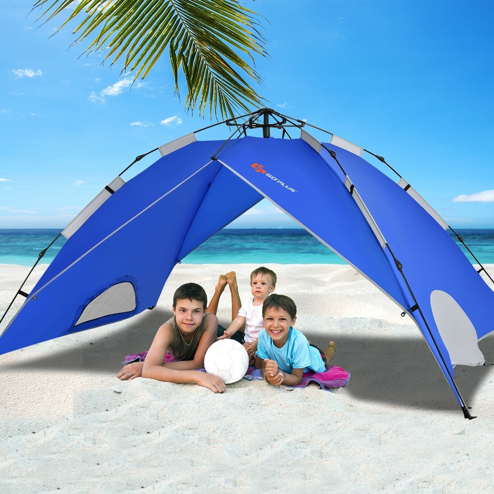 2-in-1 4 Person Instant Pop-up Waterproof Camping Tent, Blue Tents   at Gallery Canada