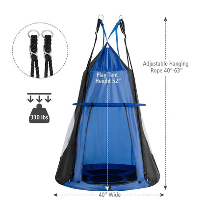 2-in-1 40 Inch Kids Hanging Chair Detachable Swing Tent Set, Blue Swing & Playsets   at Gallery Canada