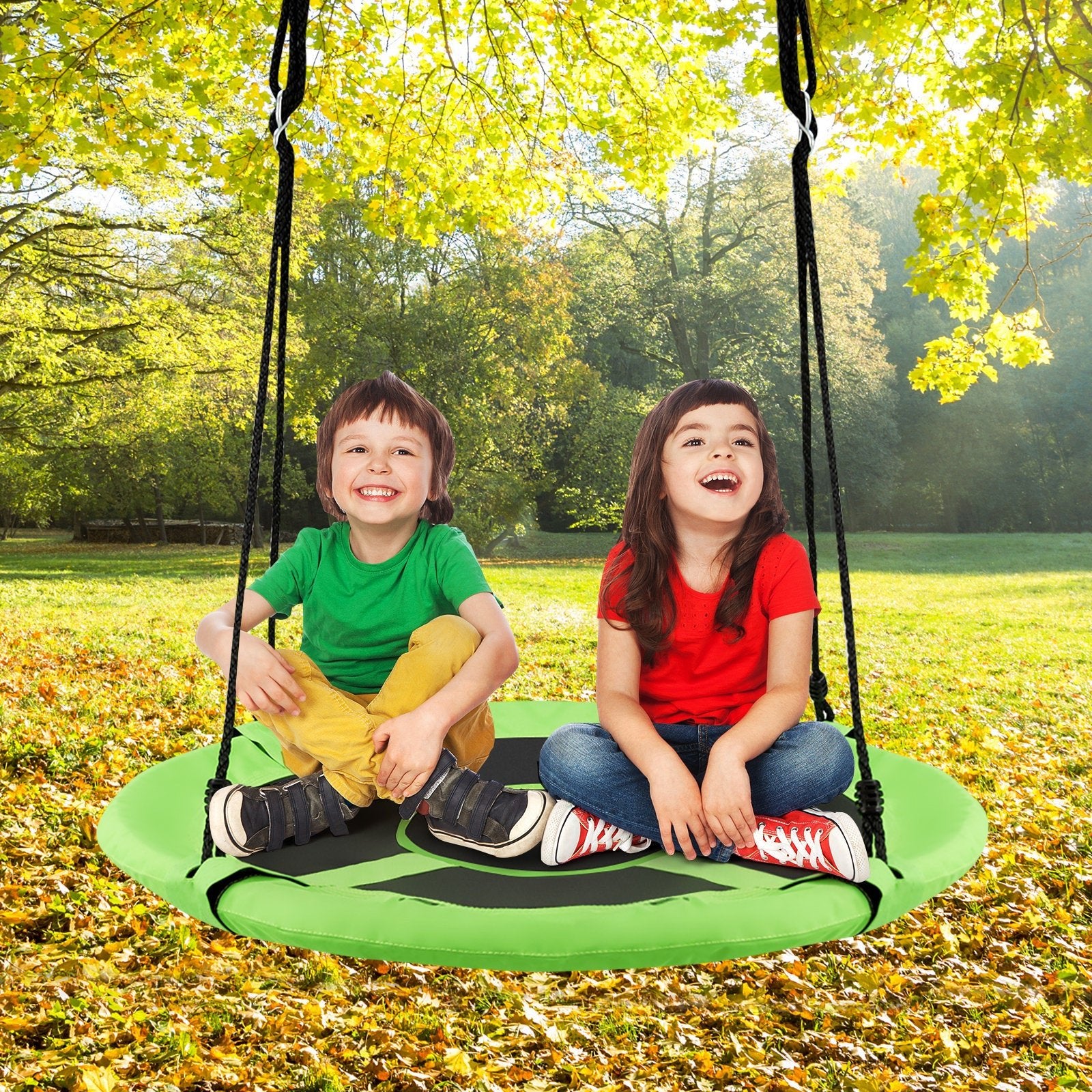 2-in-1 40 Inch Kids Hanging Chair Detachable Swing Tent Set, Green Swing & Playsets   at Gallery Canada