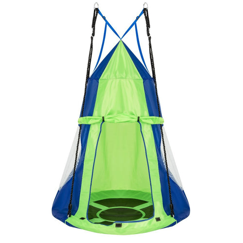 2-in-1 40 Inch Kids Hanging Chair Detachable Swing Tent Set, Green