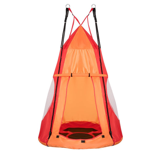 2-in-1 40 Inch Kids Hanging Chair Detachable Swing Tent Set, Orange