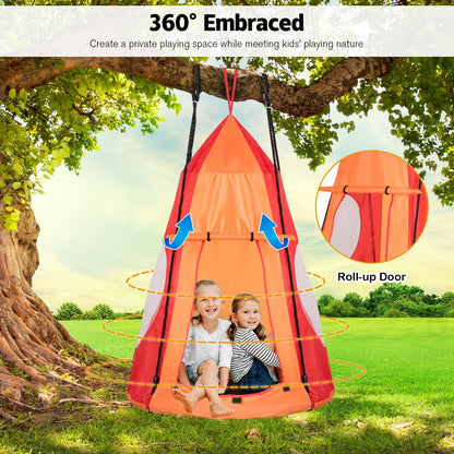 2-in-1 40 Inch Kids Hanging Chair Detachable Swing Tent Set, Orange Swing & Playsets   at Gallery Canada