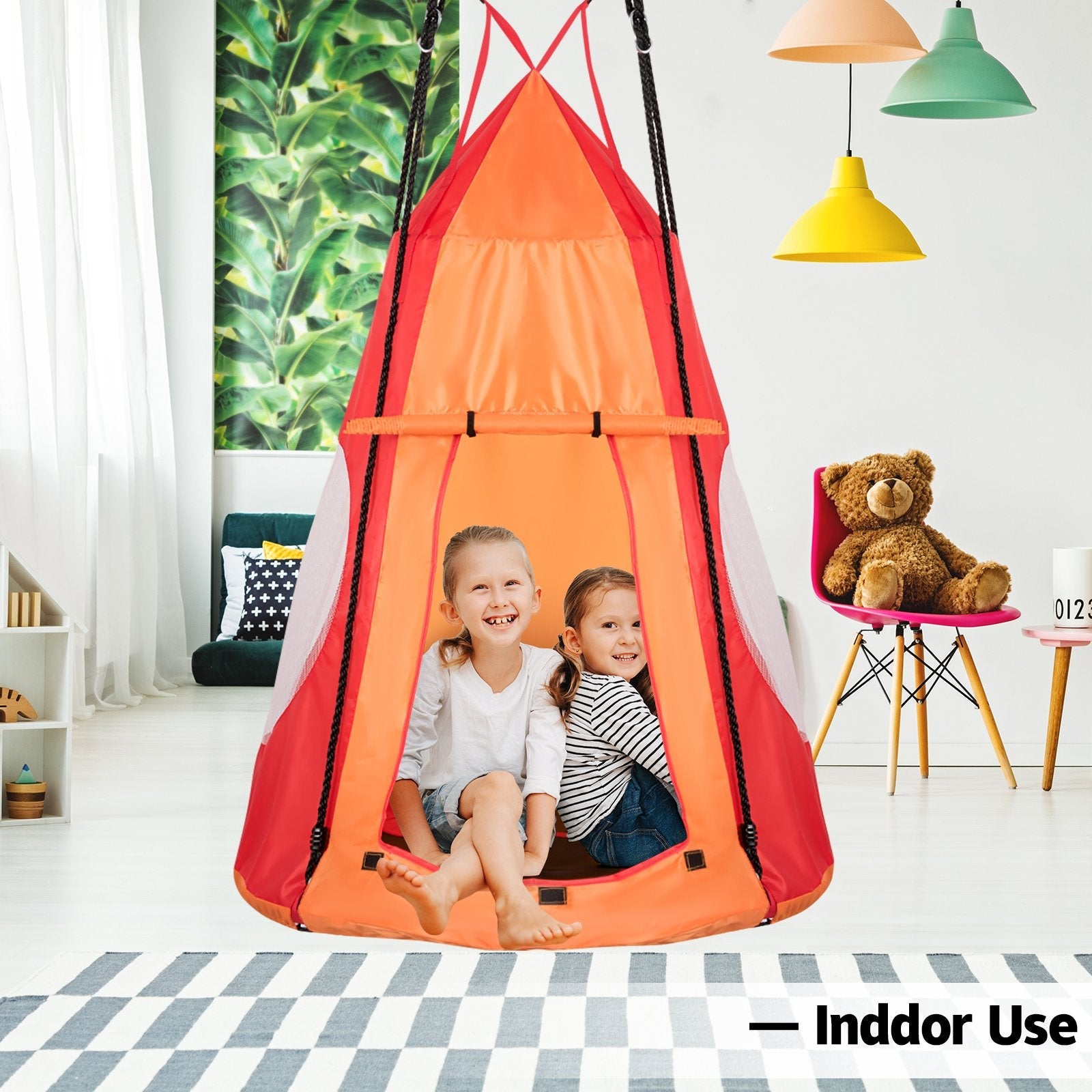 2-in-1 40 Inch Kids Hanging Chair Detachable Swing Tent Set, Orange Swing & Playsets   at Gallery Canada