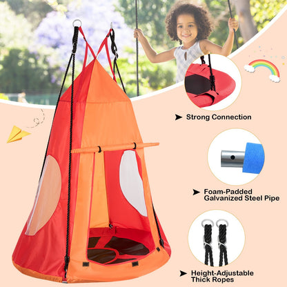 2-in-1 40 Inch Kids Hanging Chair Detachable Swing Tent Set, Orange Swing & Playsets   at Gallery Canada