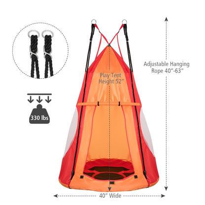 2-in-1 40 Inch Kids Hanging Chair Detachable Swing Tent Set, Orange Swing & Playsets   at Gallery Canada