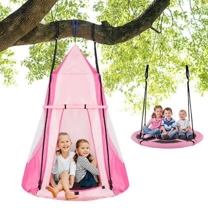 2-in-1 40 Inch Kids Hanging Chair Detachable Swing Tent Set, Pink Swing & Playsets   at Gallery Canada