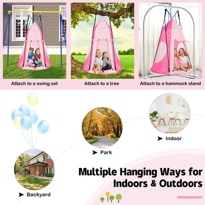 2-in-1 40 Inch Kids Hanging Chair Detachable Swing Tent Set, Pink Swing & Playsets   at Gallery Canada