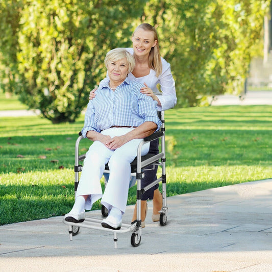 2-in-1 Aluminum Commode Shower Wheelchair with Locking Casters, Black Walkers & Rollators   at Gallery Canada