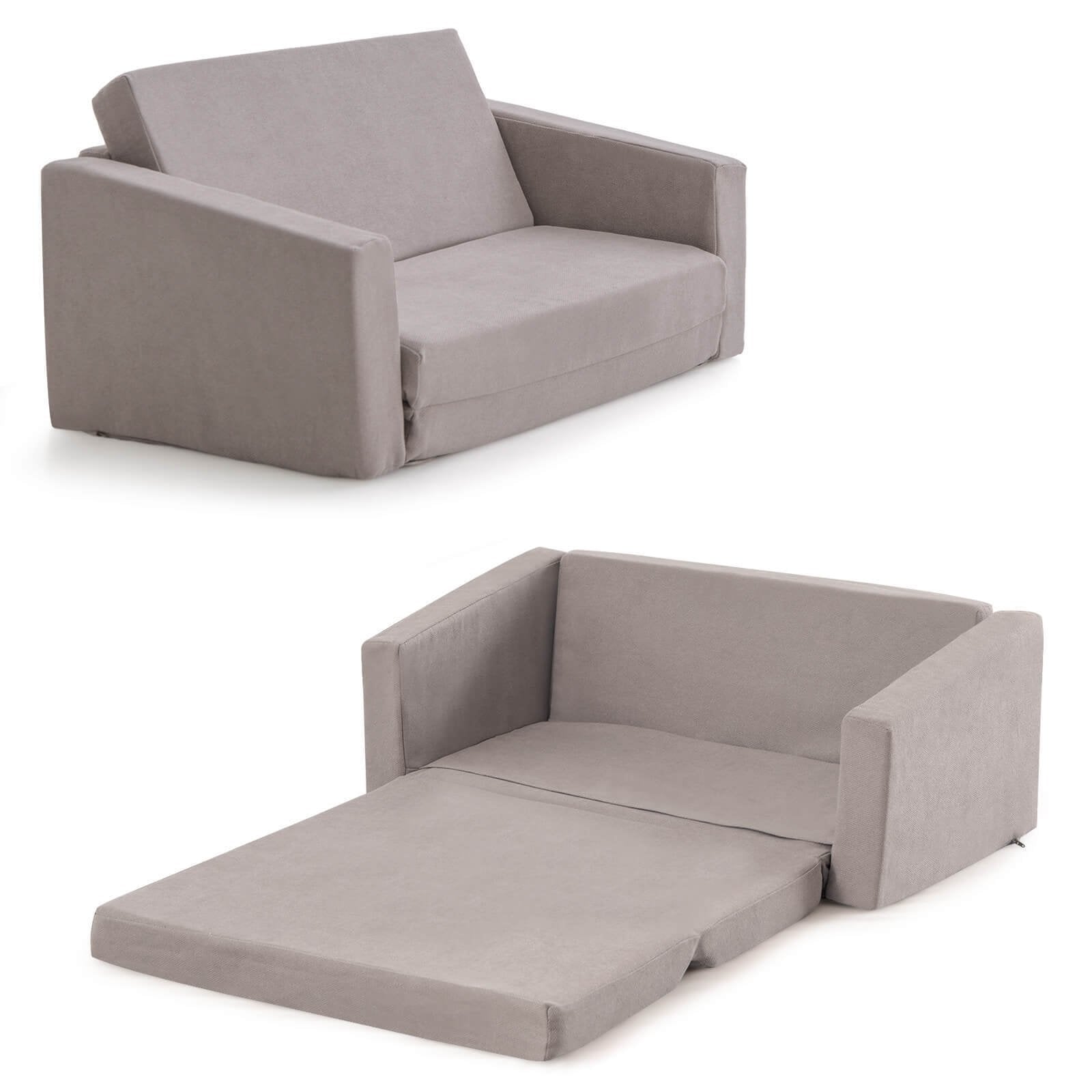 2-in-1 Children’s Convertible Sofa to Lounger-L, Gray Kids Chairs & Seating   at Gallery Canada