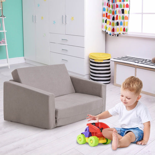 2-in-1 Children’s Convertible Sofa to Lounger-L, Gray