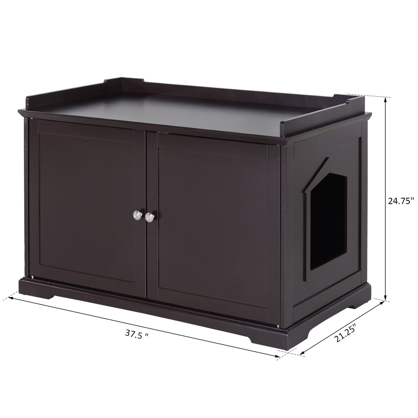 2-in-1 Covered Cat Litter Box Washroom Storage Hideaway Cabinet Bench Home Decor, Brown Cat Litter Box Enclosures   at Gallery Canada