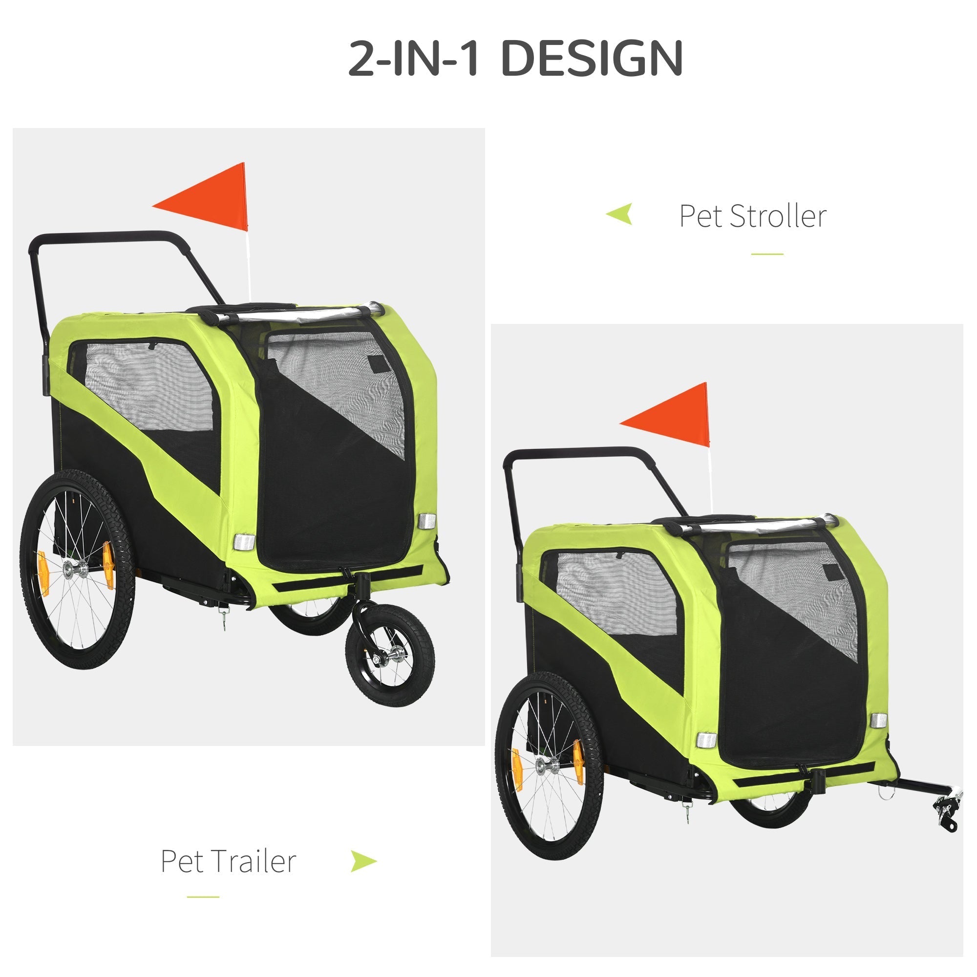 2-in-1 Dog Bike Trailer for Large Dogs, Green Dog Bike Trailers & Strollers   at Gallery Canada