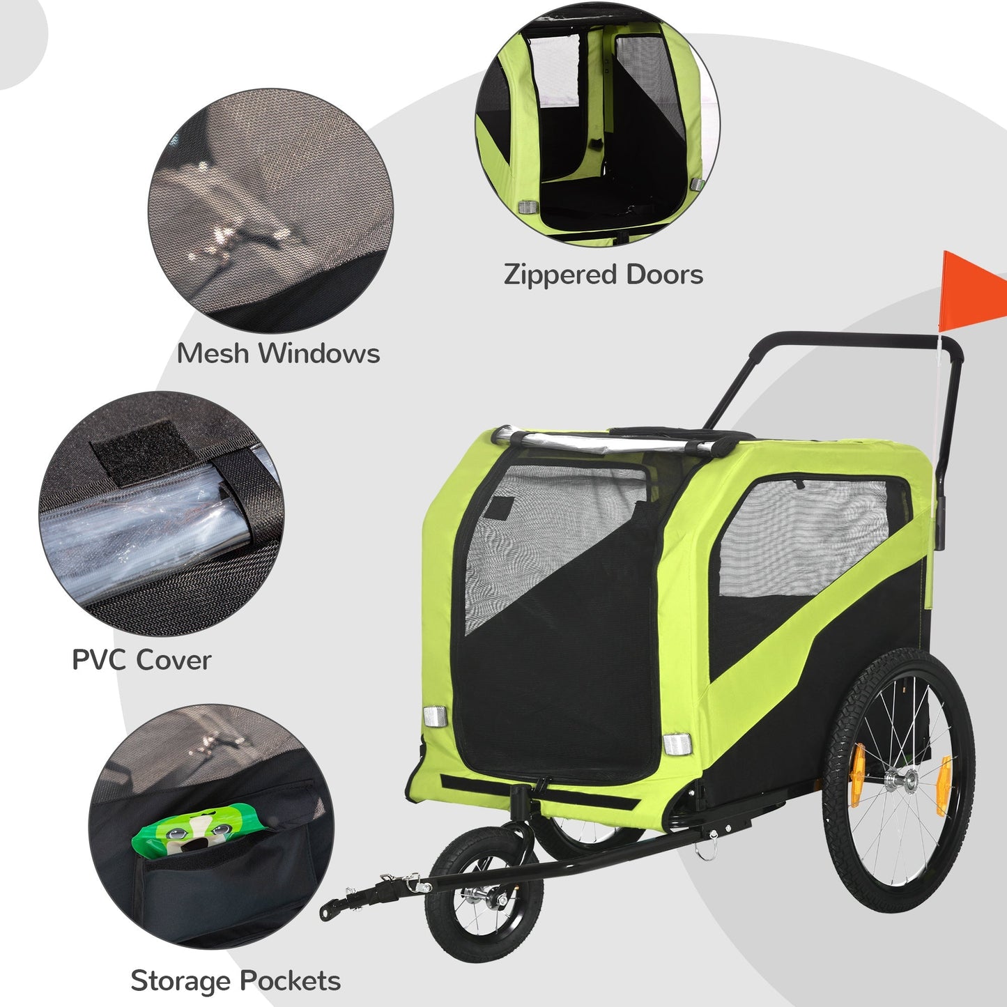 2-in-1 Dog Bike Trailer for Large Dogs, Green Dog Bike Trailers & Strollers   at Gallery Canada