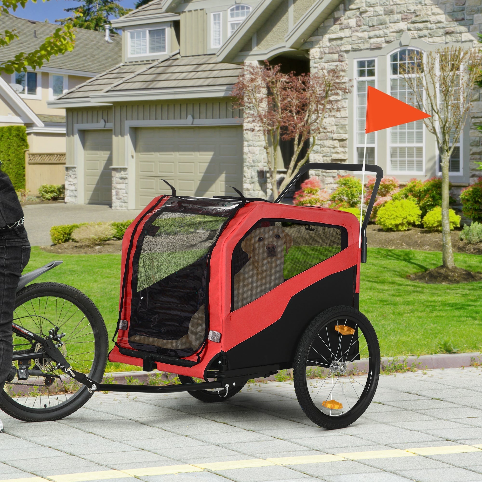 2-in-1 Dog Bike Trailer for Large Dogs, Red Dog Bike Trailers & Strollers   at Gallery Canada