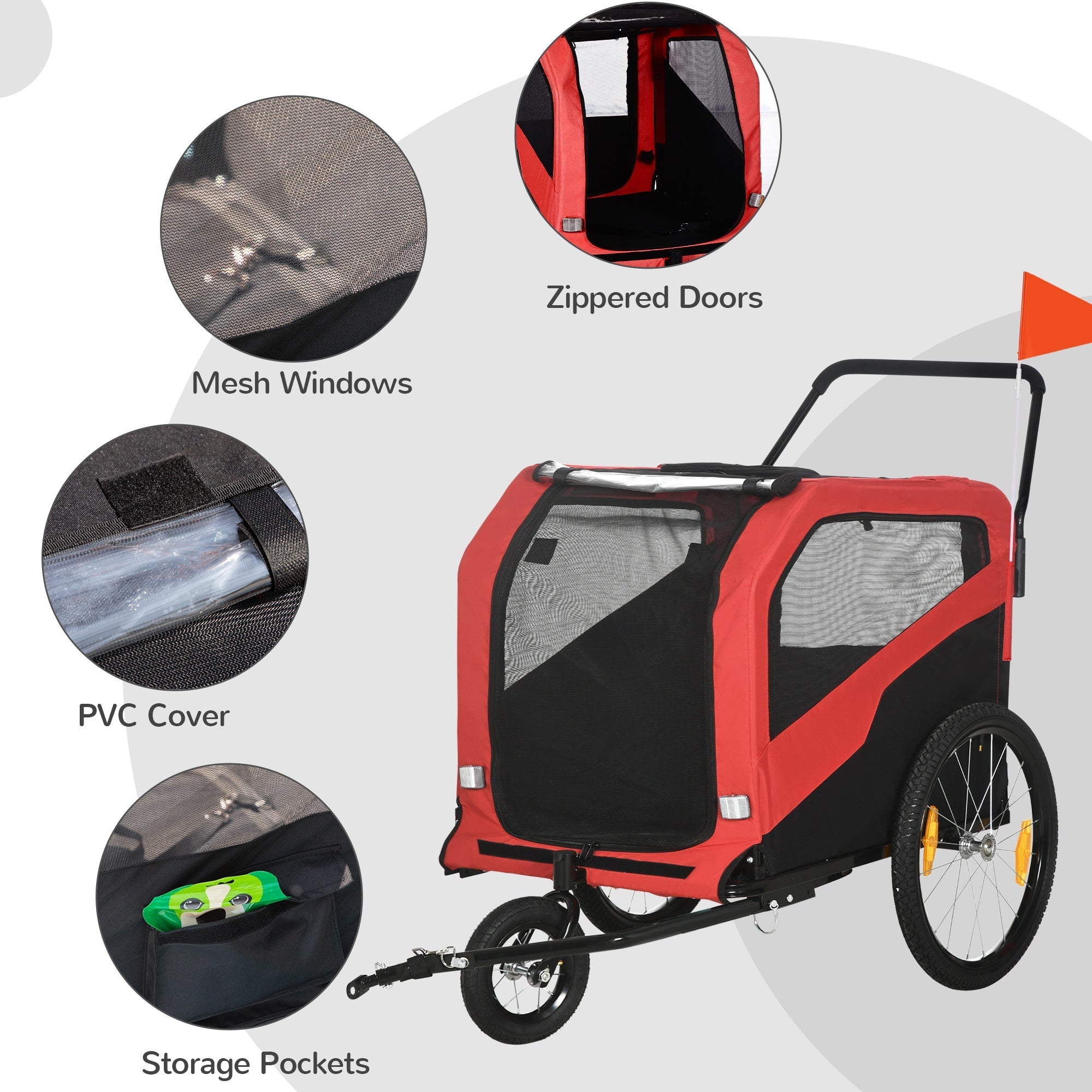 2-in-1 Dog Bike Trailer for Large Dogs, Red Dog Bike Trailers & Strollers   at Gallery Canada