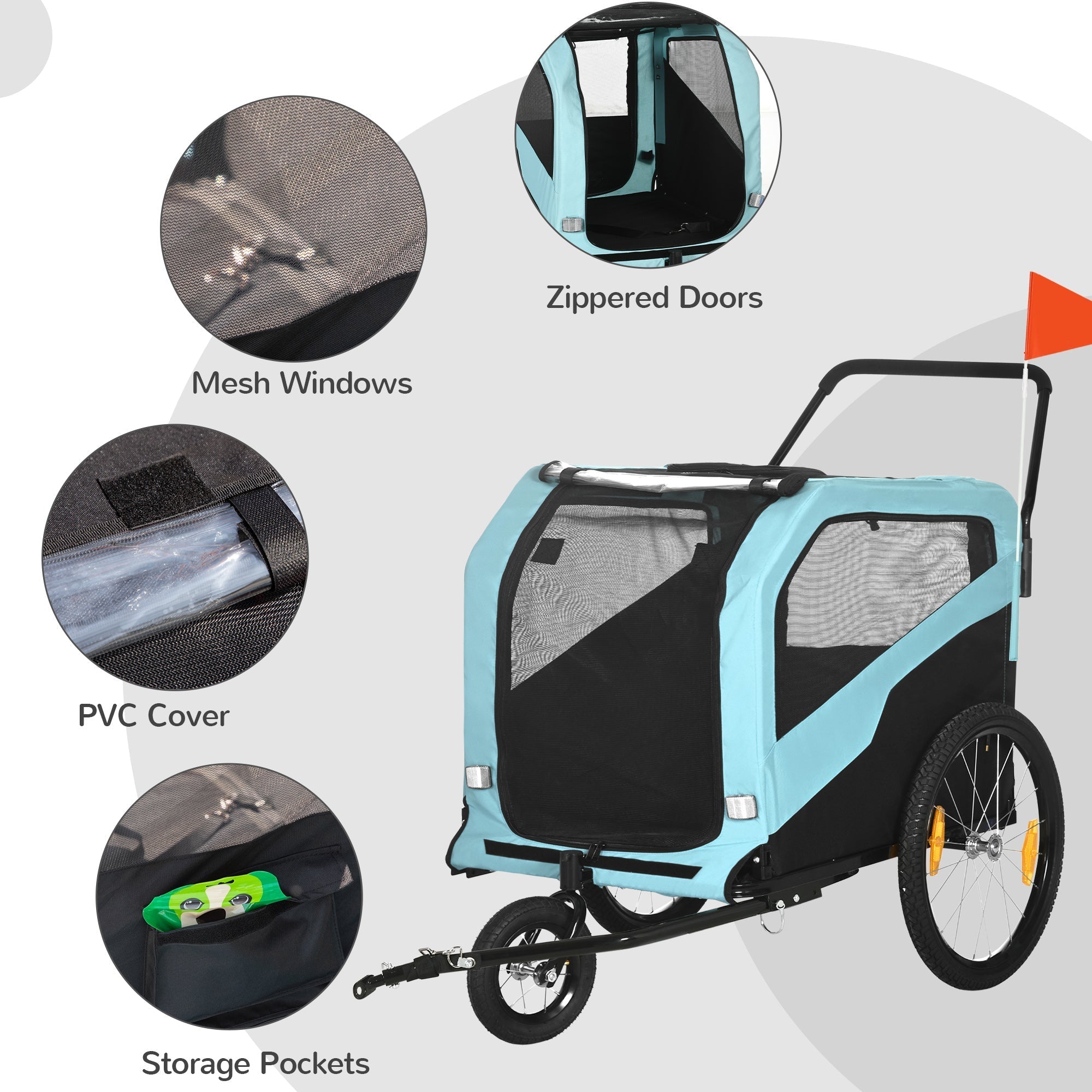 Large Dog Bike Trailer & Pet Stroller with Quick-Release Wheels, Blue Dog Bike Trailers & Strollers   at Gallery Canada