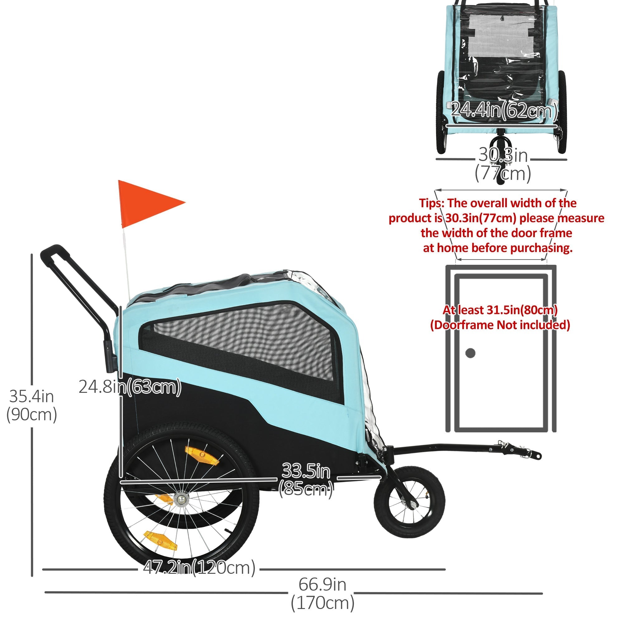 Large Dog Bike Trailer & Pet Stroller with Quick-Release Wheels, Blue Dog Bike Trailers & Strollers   at Gallery Canada