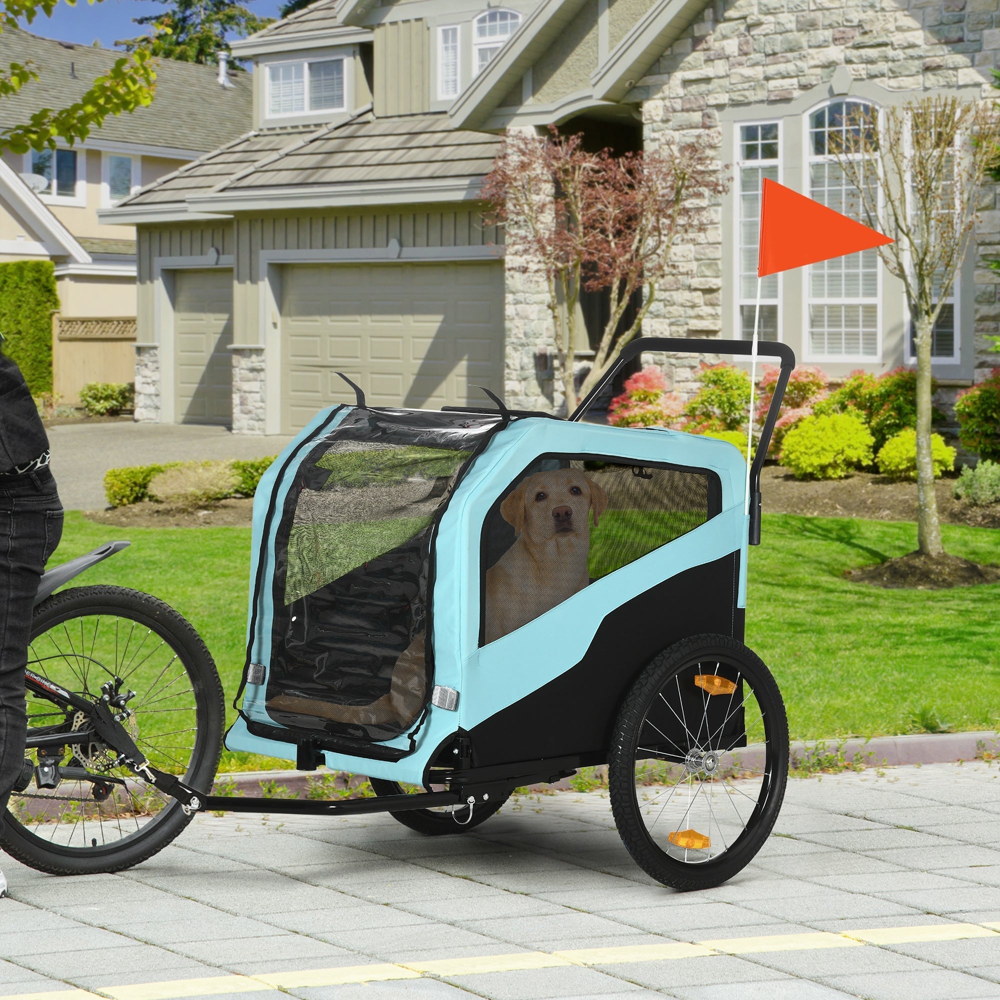 Large Dog Bike Trailer & Pet Stroller with Quick-Release Wheels, Blue Dog Bike Trailers & Strollers   at Gallery Canada