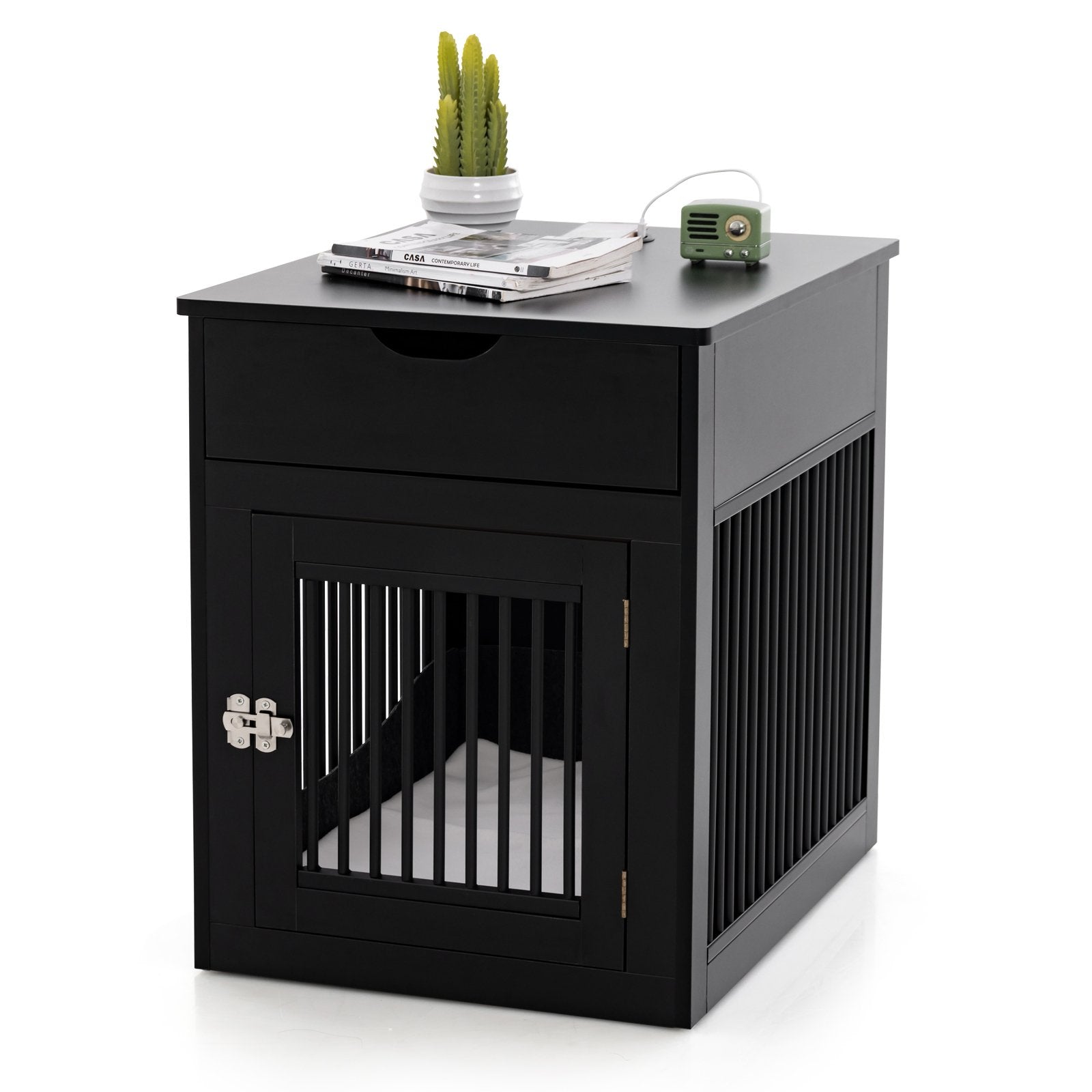 2-In-1 Dog House with Drawer and Wired Wireless Charging, Black Dog Supplies   at Gallery Canada