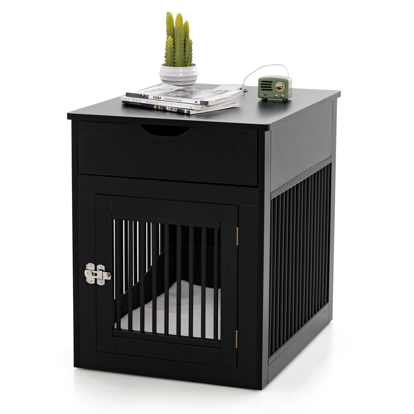 2-In-1 Dog House with Drawer and Wired Wireless Charging, Black Dog Supplies   at Gallery Canada