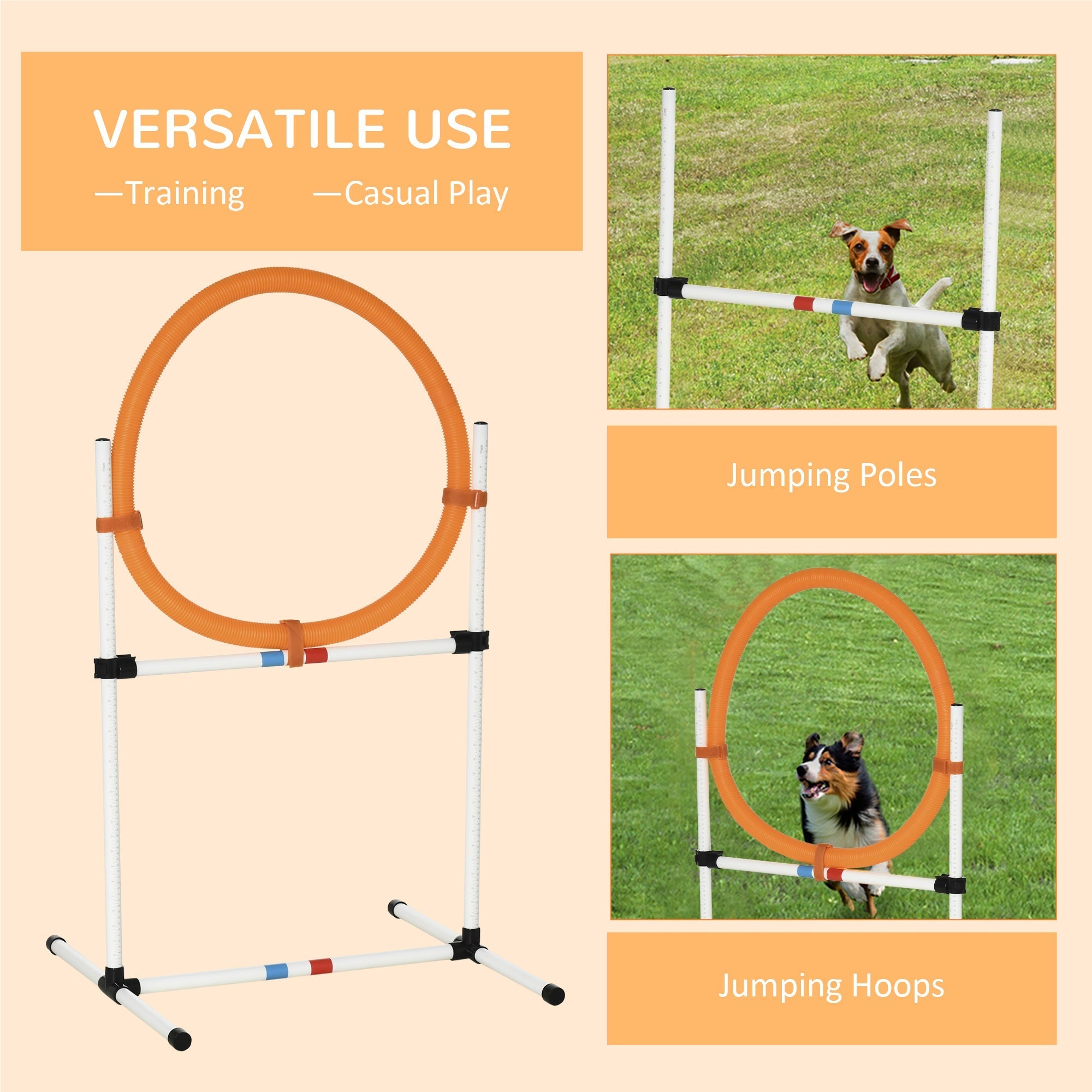 2-in-1 Dog Obstacle Training Agility Equipment Tire Jump Ring/Hurdle Bar with a Simple &; Easy Setup &; Storage Bag Dog Agility Training Equipment   at Gallery Canada