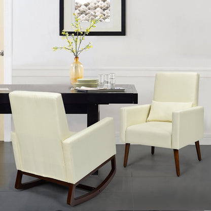 2-in-1 Fabric Upholstered Rocking Chair with Pillow, Beige Accent Chairs   at Gallery Canada