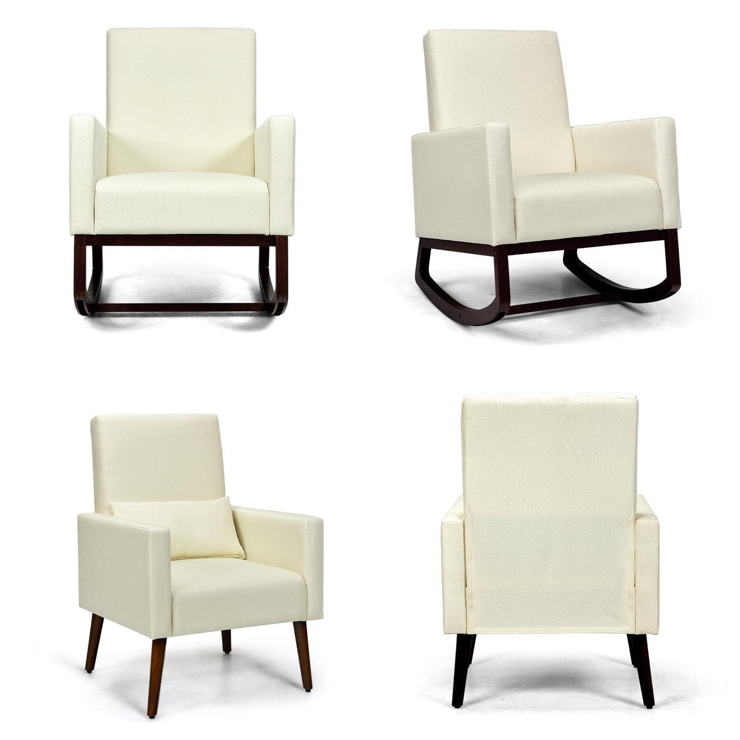 2-in-1 Fabric Upholstered Rocking Chair with Pillow, Beige Accent Chairs   at Gallery Canada