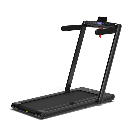 2-in-1 Folding Treadmill 2.25HP Jogging Machine with Dual LED Display, Black Treadmills   at Gallery Canada