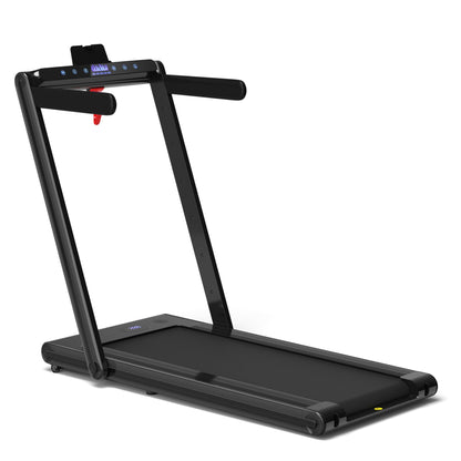 2-in-1 Folding Treadmill 2.25HP Jogging Machine with Dual LED Display, Black Treadmills   at Gallery Canada