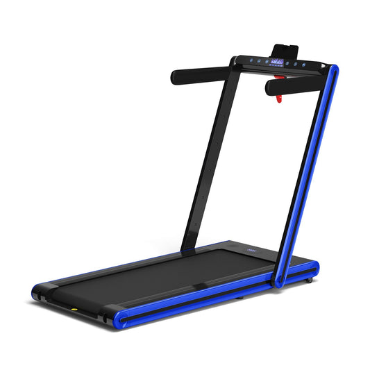 2-in-1 Folding Treadmill 2.25HP Jogging Machine with Dual LED Display, Navy Treadmills   at Gallery Canada