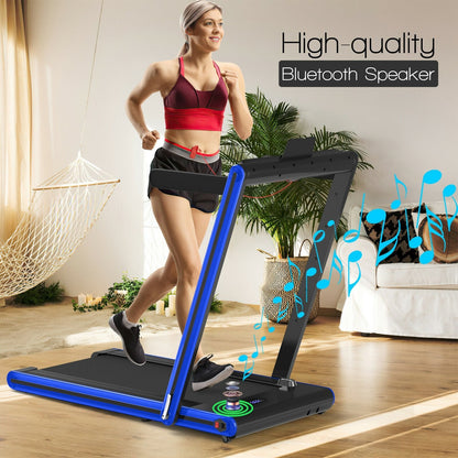 2-in-1 Folding Treadmill 2.25HP Jogging Machine with Dual LED Display, Navy Treadmills   at Gallery Canada