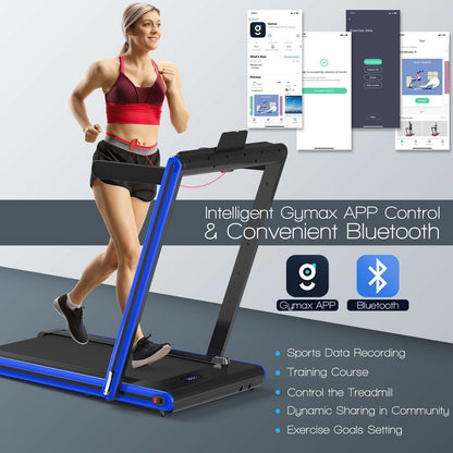 2-in-1 Folding Treadmill 2.25HP Jogging Machine with Dual LED Display, Navy Treadmills   at Gallery Canada