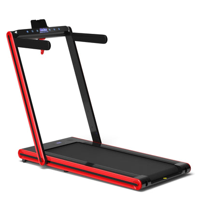 2-in-1 Folding Treadmill 2.25HP Jogging Machine with Dual LED Display, Red Treadmills   at Gallery Canada