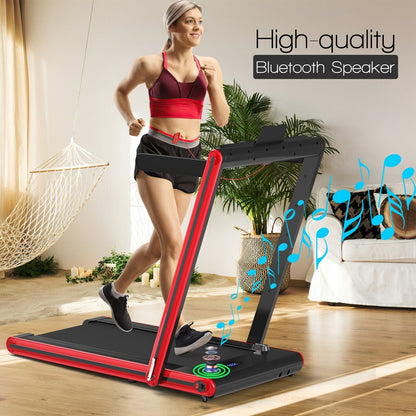 2-in-1 Folding Treadmill 2.25HP Jogging Machine with Dual LED Display, Red Treadmills   at Gallery Canada