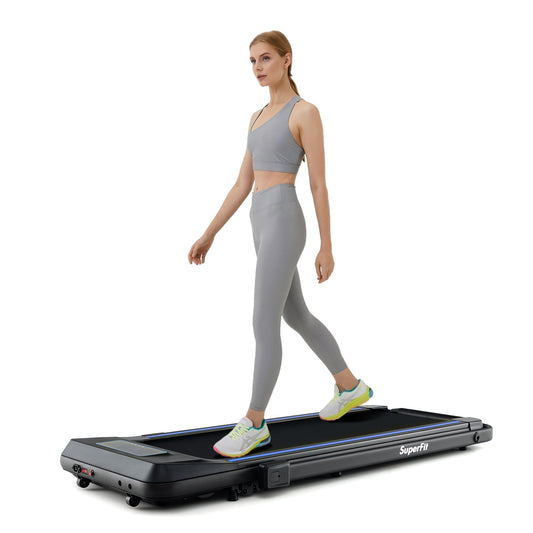 2 in 1 Folding Treadmill with Incline with Remote Control, Blue Treadmills Blue  at Gallery Canada