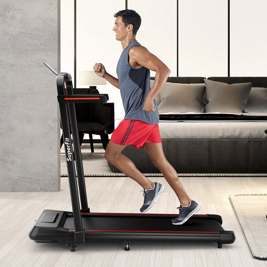 2 in 1 Folding Treadmill with Incline with Remote Control, Red Treadmills Red  at Gallery Canada