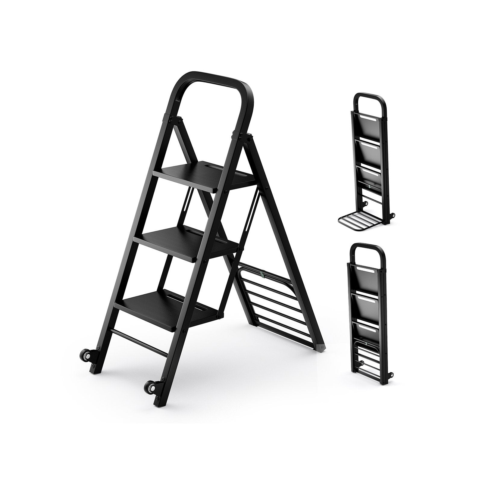 2 in 1 Hand Truck and Ladder Combo with Rubber Wheels  Handle for Warehouse  Garage  Home, Black Sheds & Outdoor Storage   at Gallery Canada