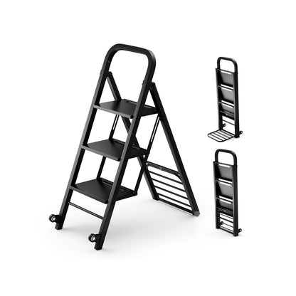 2 in 1 Hand Truck and Ladder Combo with Rubber Wheels  Handle for Warehouse  Garage  Home, Black Sheds & Outdoor Storage   at Gallery Canada