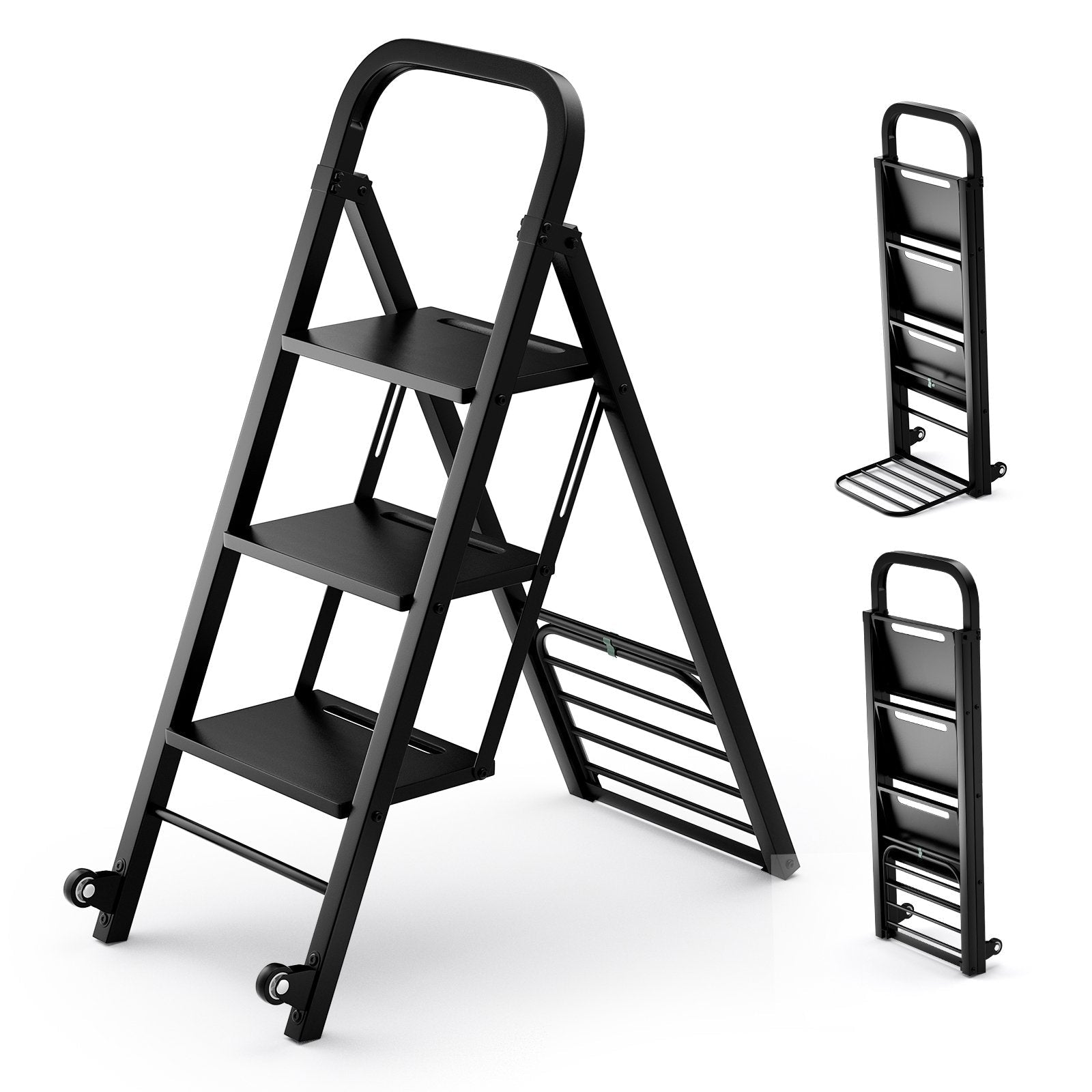 2 in 1 Hand Truck and Ladder Combo with Rubber Wheels  Handle for Warehouse  Garage  Home, Black Sheds & Outdoor Storage   at Gallery Canada