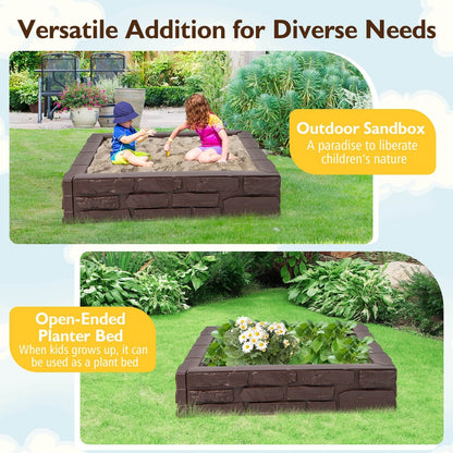 2-In-1 HDPE Kids Sandbox with Cover and Bottom Liner, Brown Sandboxes   at Gallery Canada