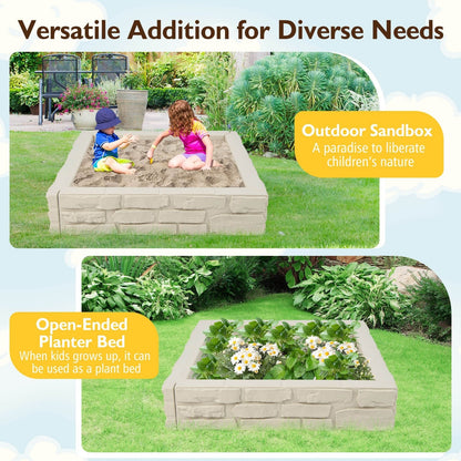 2-In-1 HDPE Kids Sandbox with Cover and Bottom Liner, White Sandboxes   at Gallery Canada