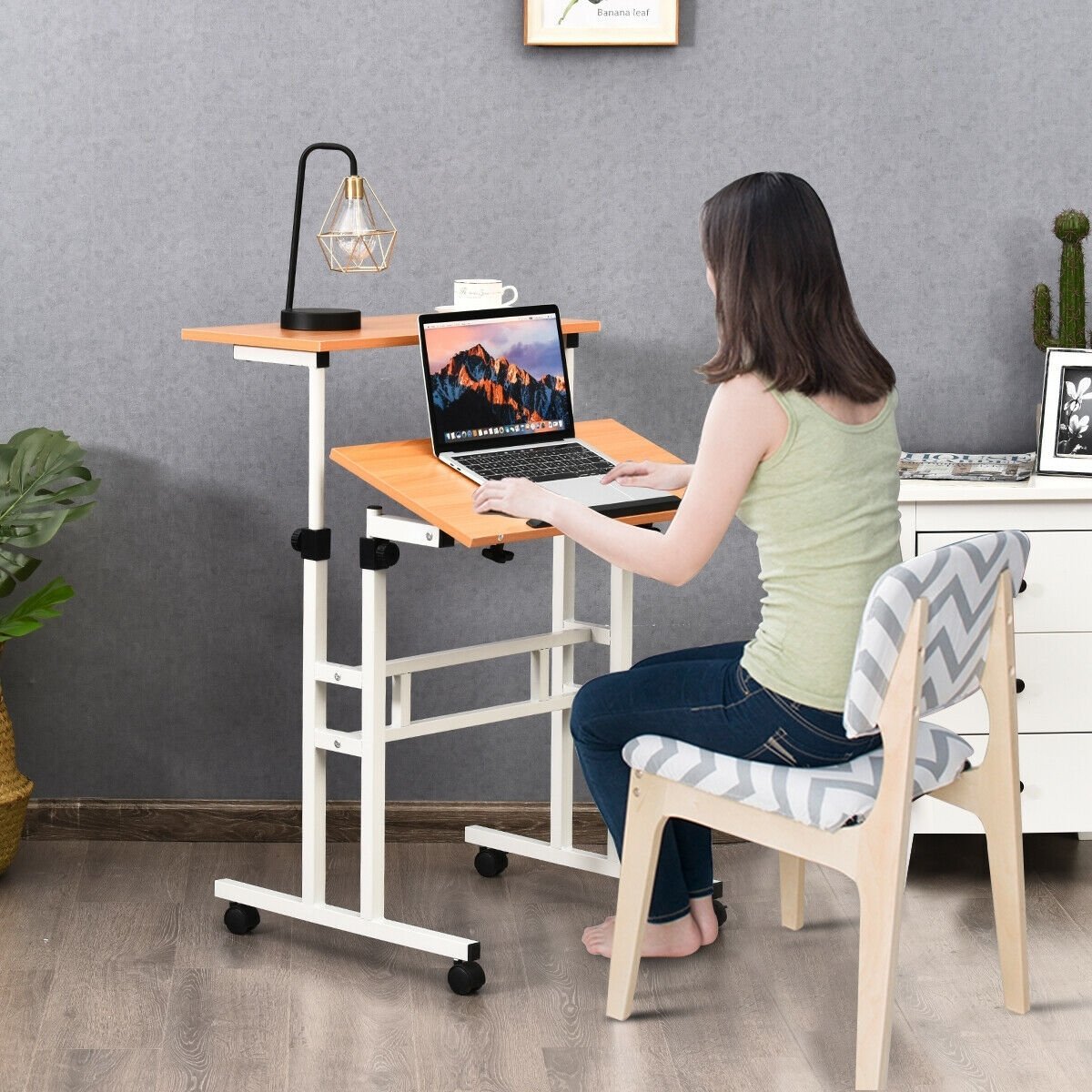 2 in 1 Height Adjustable Sit Standing Computer Desk Laptop Tables & Printer Stands   at Gallery Canada