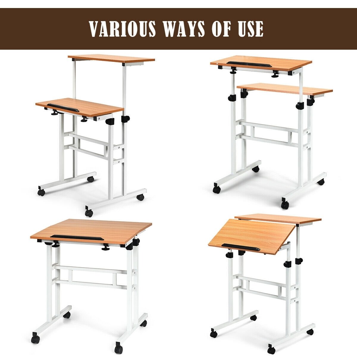 2 in 1 Height Adjustable Sit Standing Computer Desk Laptop Tables & Printer Stands   at Gallery Canada