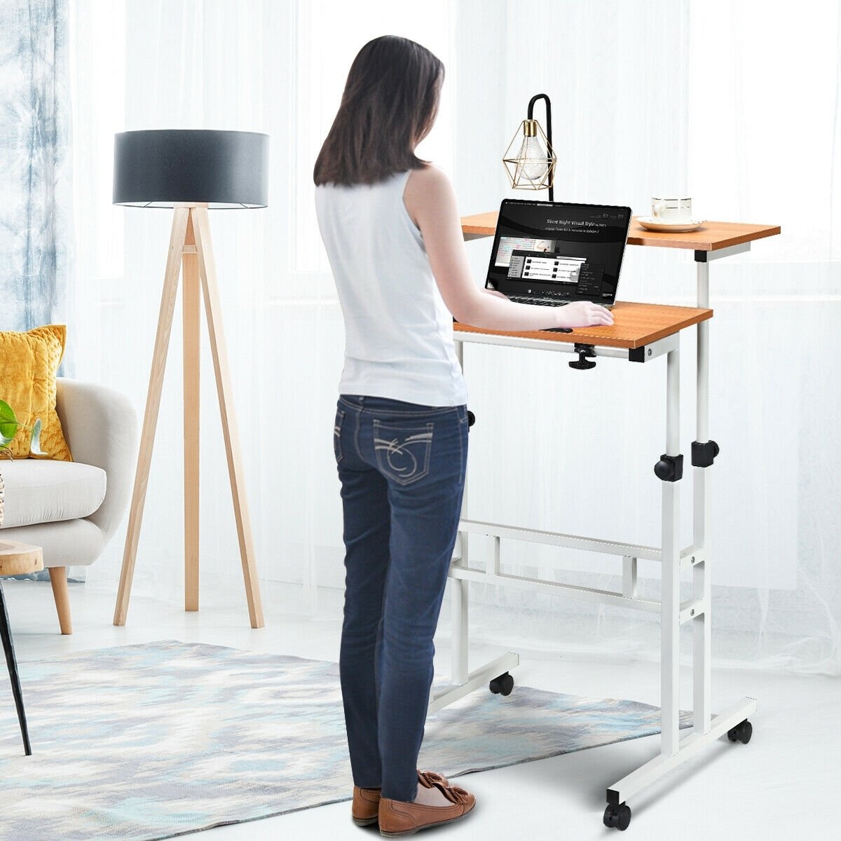 2 in 1 Height Adjustable Sit Standing Computer Desk Laptop Tables & Printer Stands   at Gallery Canada